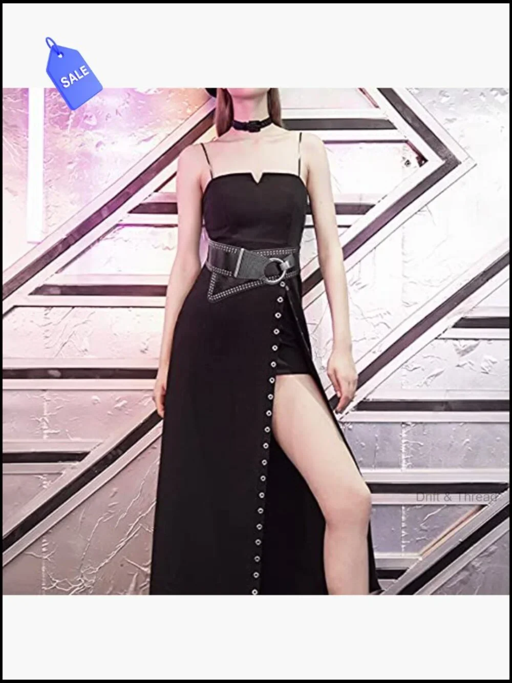 Elastic Wide Studded Punk Chunky Waistband Stretch Belt for Dresses